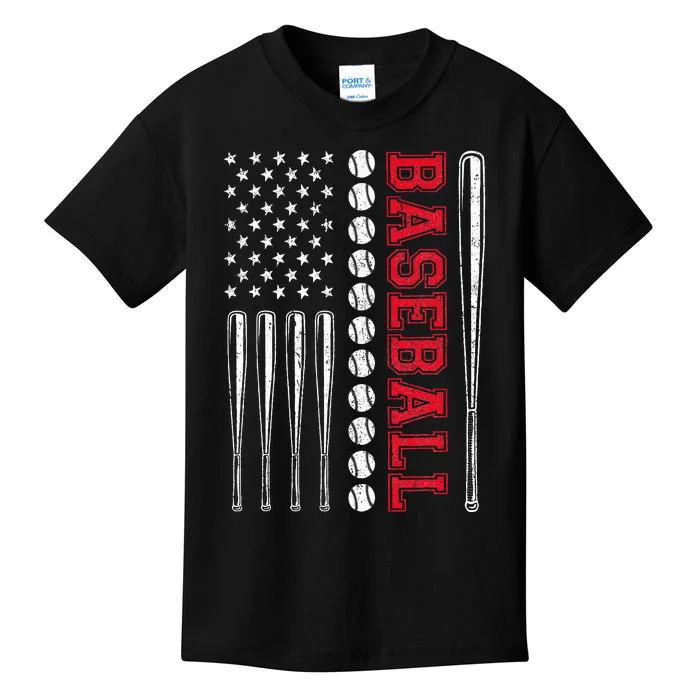 American Flag Baseball Team Gift Kids T-Shirt