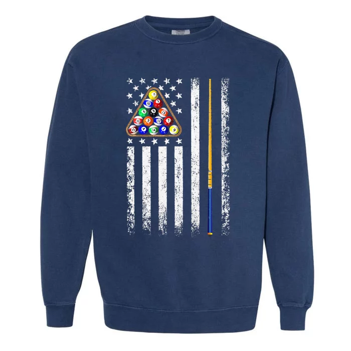 American Flag Billiard Vintage Pool Player Garment-Dyed Sweatshirt