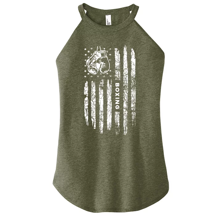 American Flag Boxing Distressed Boxer Vintage Boxing Women’s Perfect Tri Rocker Tank