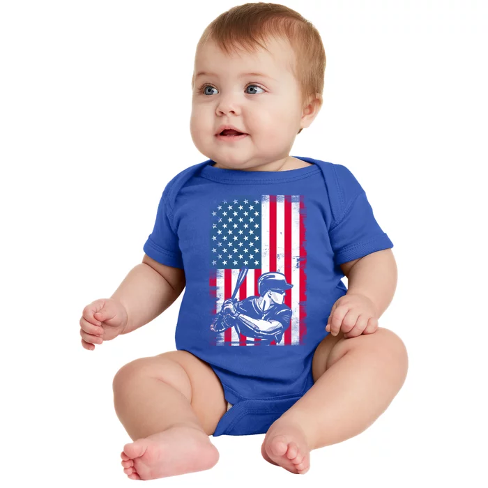 American Flag Baseball Team Gift Gift Baby Bodysuit