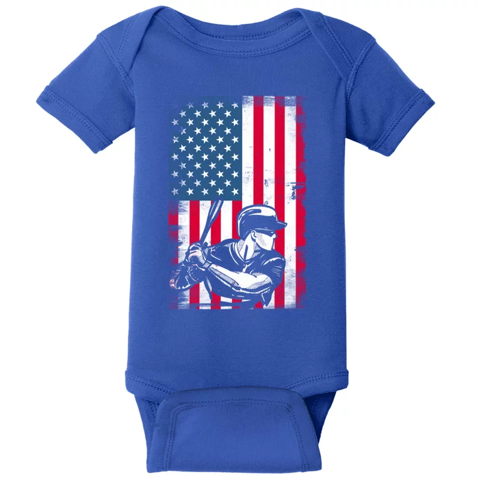 American Flag Baseball Team Gift Gift Baby Bodysuit