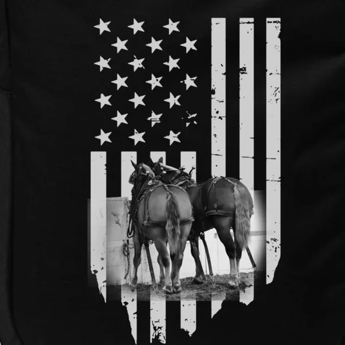 American Flag Belgian Draft Horses Gift For Farmer Meaningful Gift Impact Tech Backpack