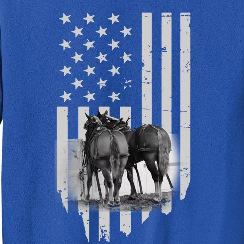 American Flag Belgian Draft Horses Gift For Farmer Meaningful Gift Tall Sweatshirt