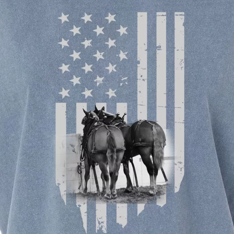 American Flag Belgian Draft Horses Gift For Farmer Meaningful Gift Garment-Dyed Women's Muscle Tee