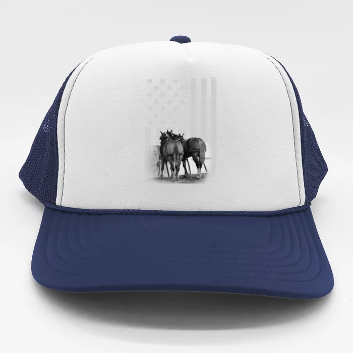 American Flag Belgian Draft Horses Gift For Farmer Meaningful Gift Trucker Hat