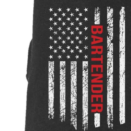 American Flag Bartender Fathers Day Doggie 3-End Fleece Hoodie