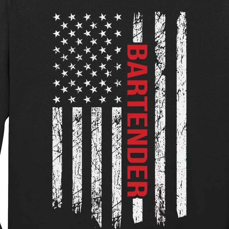 American Flag Bartender Fathers Day Long Sleeve Shirt