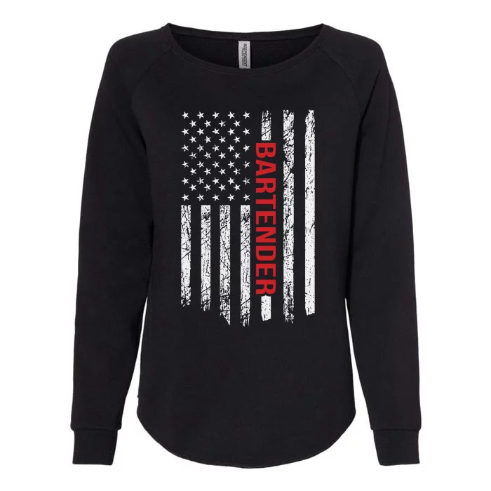 American Flag Bartender Fathers Day Womens California Wash Sweatshirt