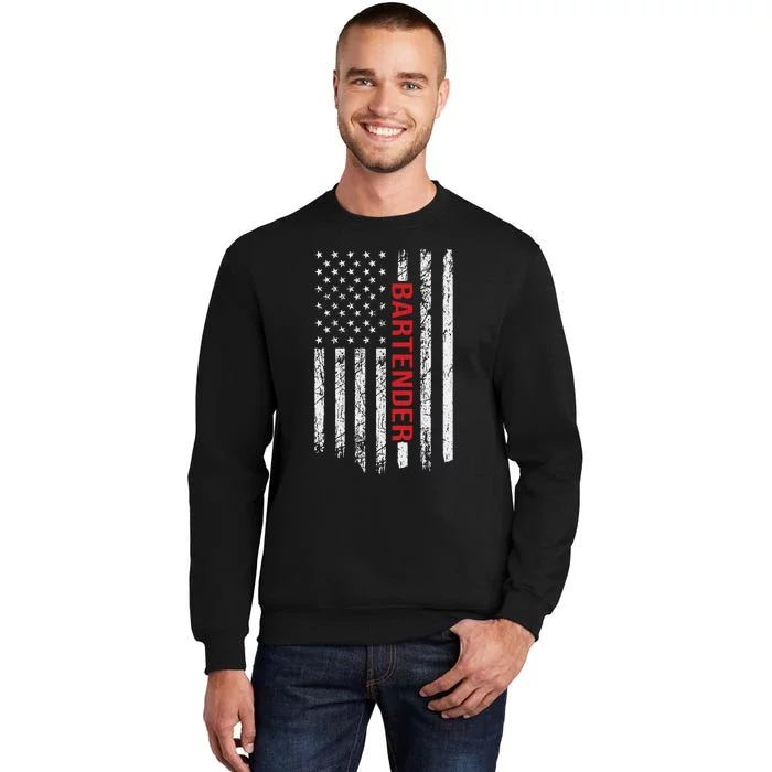 American Flag Bartender Fathers Day Tall Sweatshirt