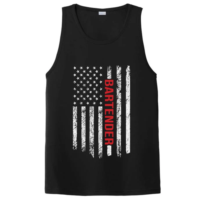 American Flag Bartender Fathers Day Performance Tank