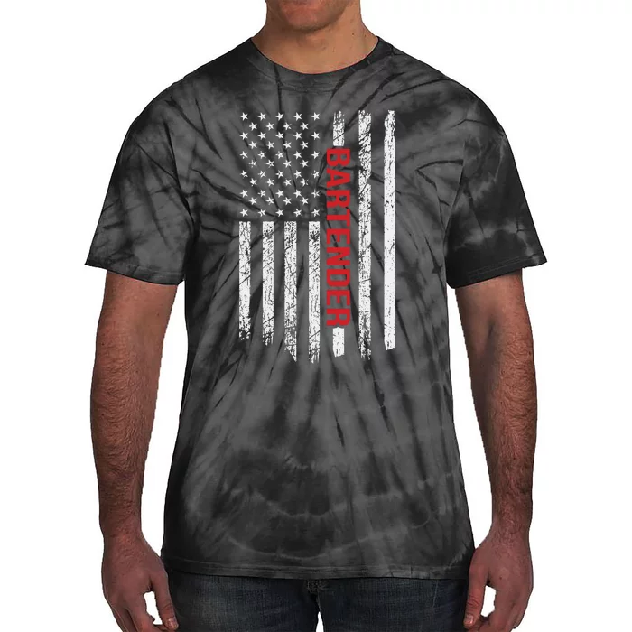 American Flag Bartender Fathers Day Tie-Dye T-Shirt