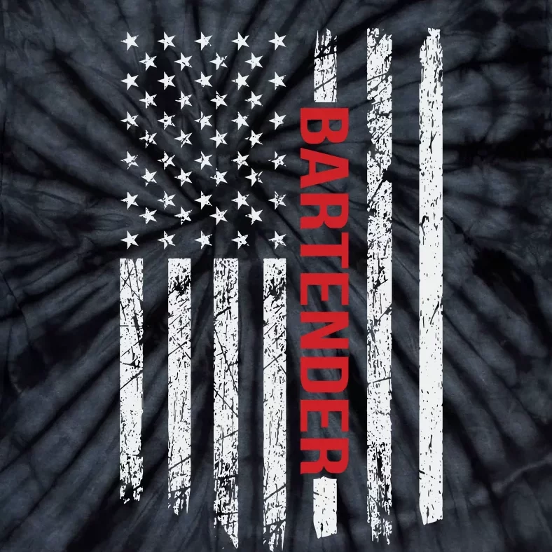 American Flag Bartender Fathers Day Tie-Dye T-Shirt