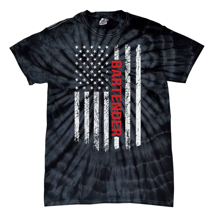 American Flag Bartender Fathers Day Tie-Dye T-Shirt