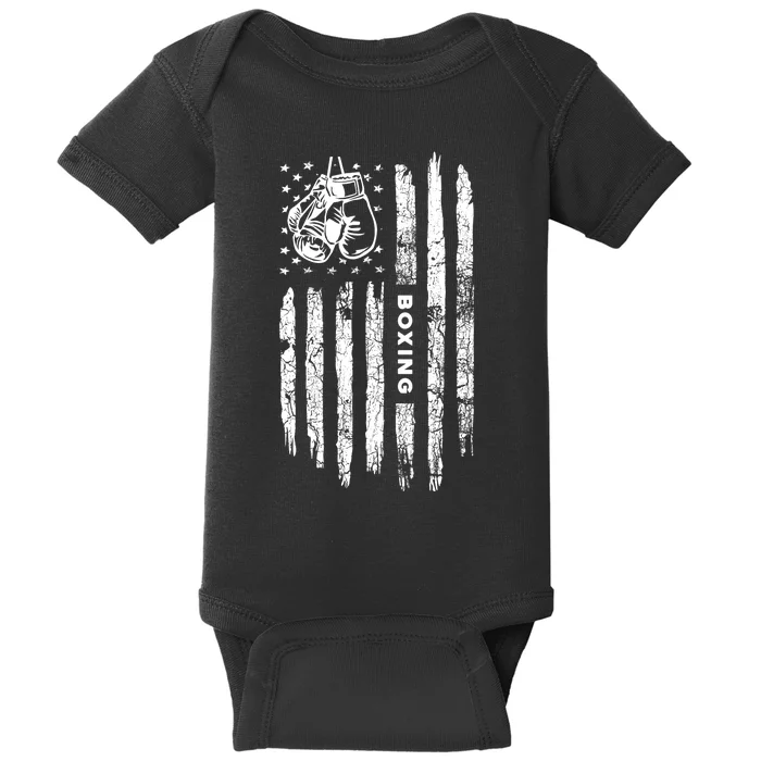 American Flag Boxing Distressed Boxer Vintage Boxing Baby Bodysuit