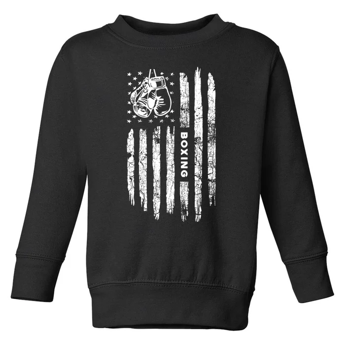 American Flag Boxing Distressed Boxer Vintage Boxing Toddler Sweatshirt