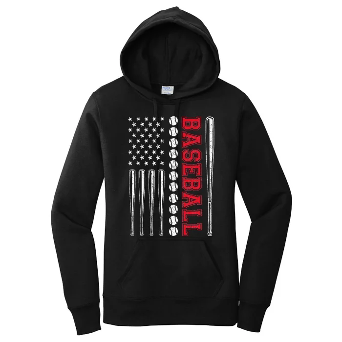 American Flag Baseball Team Gift For Men Women Women's Pullover Hoodie