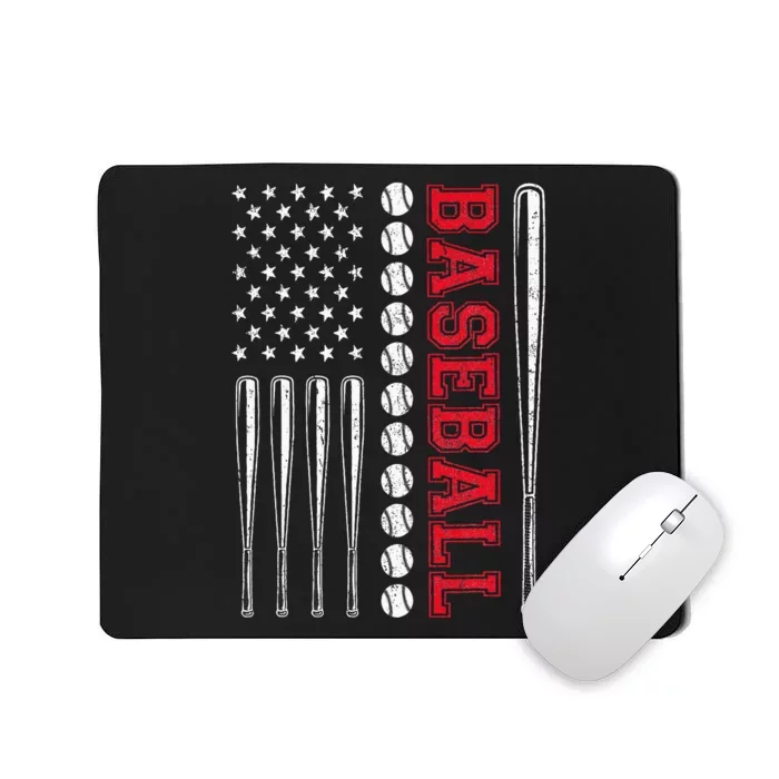 American Flag Baseball Team Gift For Men Women Mousepad