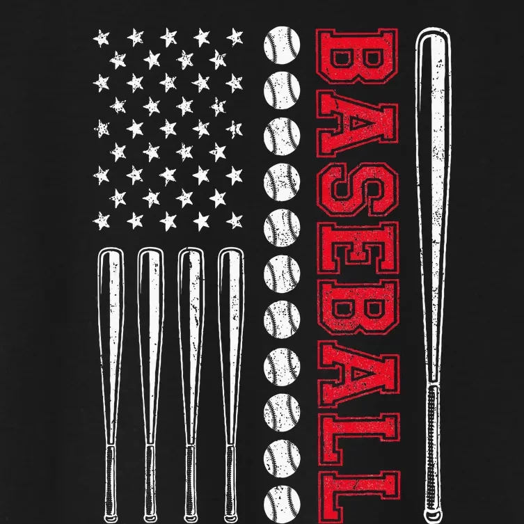 American Flag Baseball Team Gift For Men Women Women's Crop Top Tee