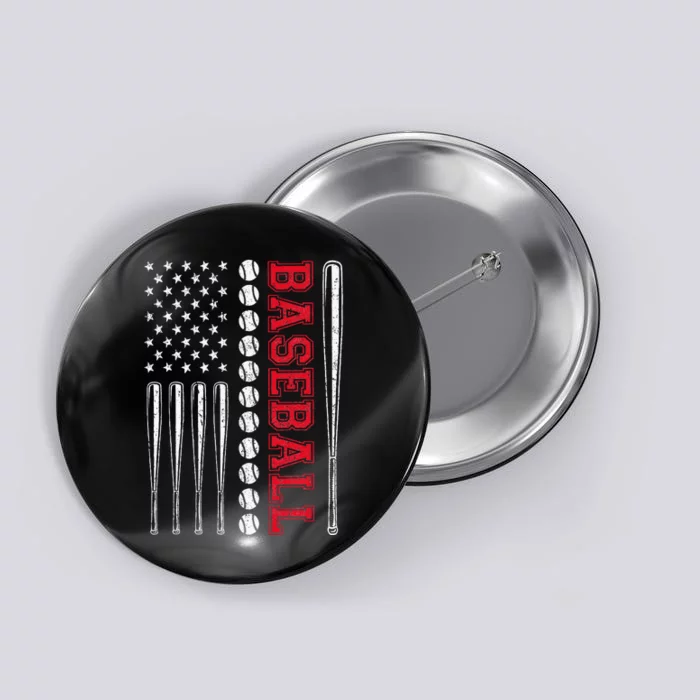 American Flag Baseball Team Gift Button