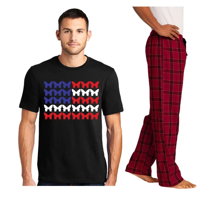 American Flag Butterfly 4th Of July Patriotic Butterfly Usa Funny Gift Pajama Set