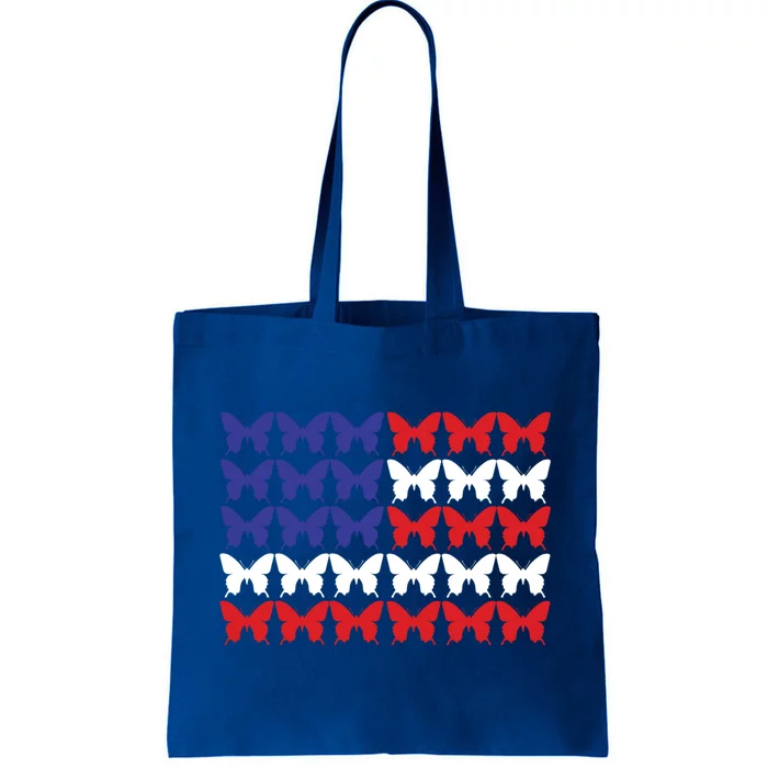 American Flag Butterfly 4th Of July Patriotic Butterfly Usa Funny Gift Tote Bag