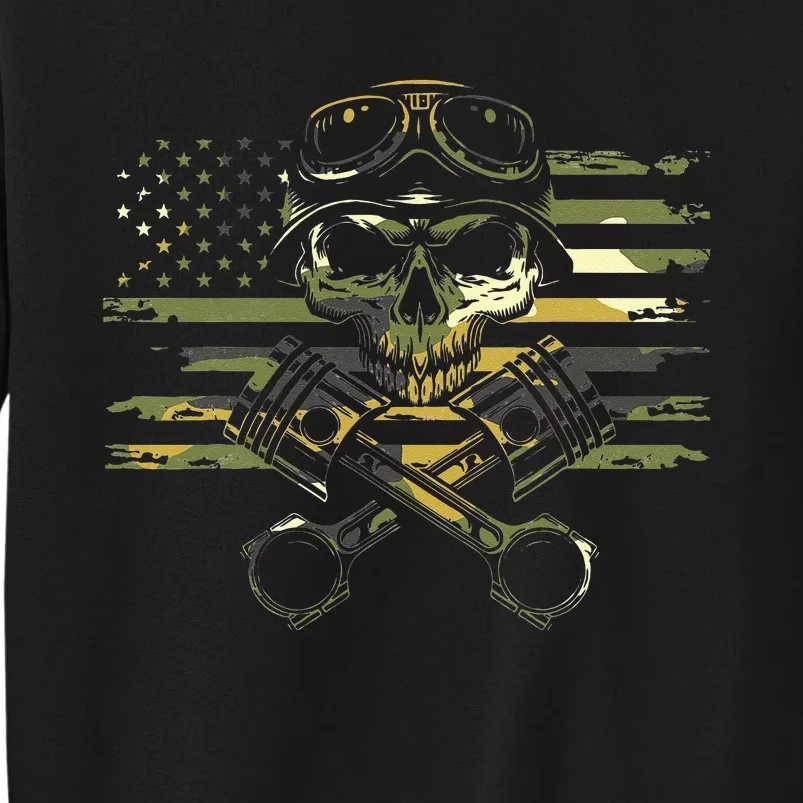 American Flag Biker Motorcycle Tall Sweatshirt