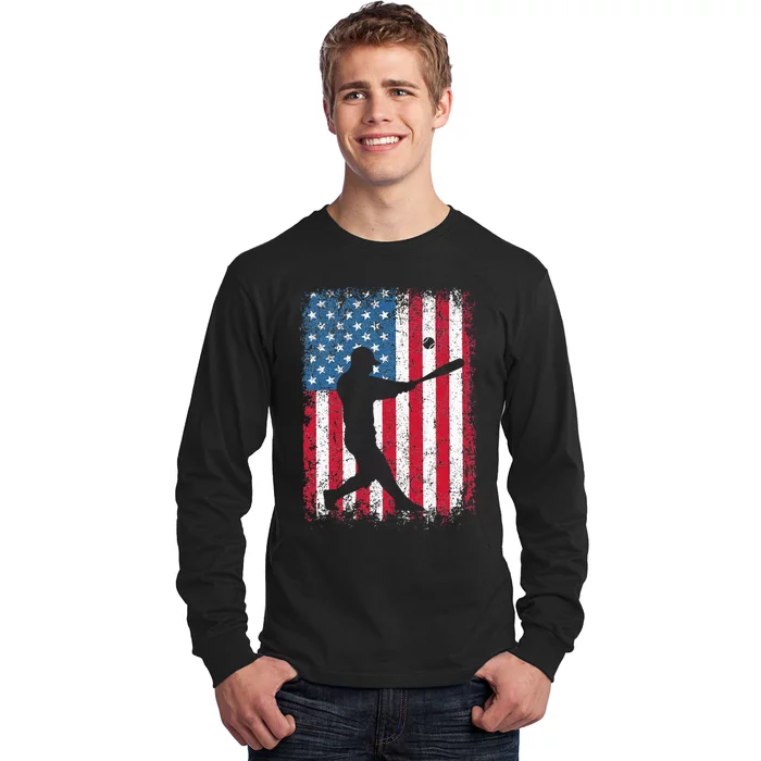 American Flag Baseball Team Gift Long Sleeve Shirt