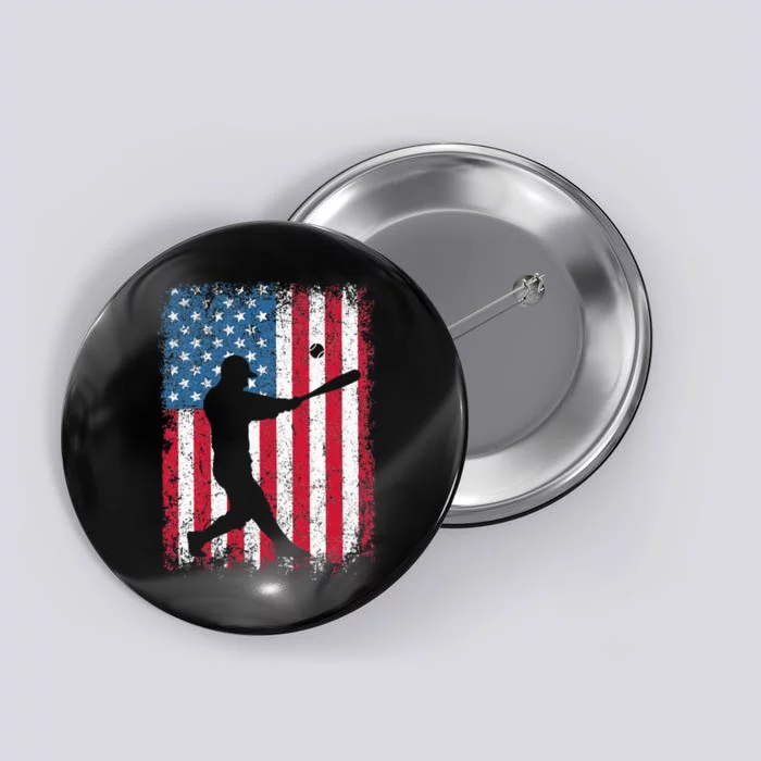 American Flag Baseball Team Gift Button