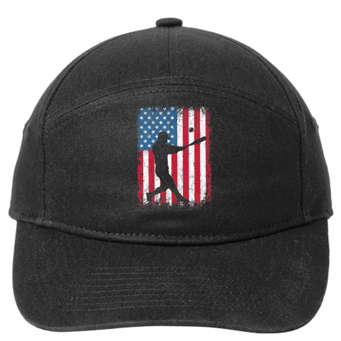 American Flag Baseball Team Gift 7-Panel Snapback Hat