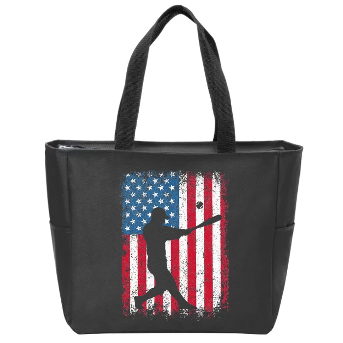 American Flag Baseball Team Gift Zip Tote Bag