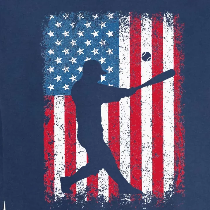 American Flag Baseball Team Gift Garment-Dyed Sweatshirt