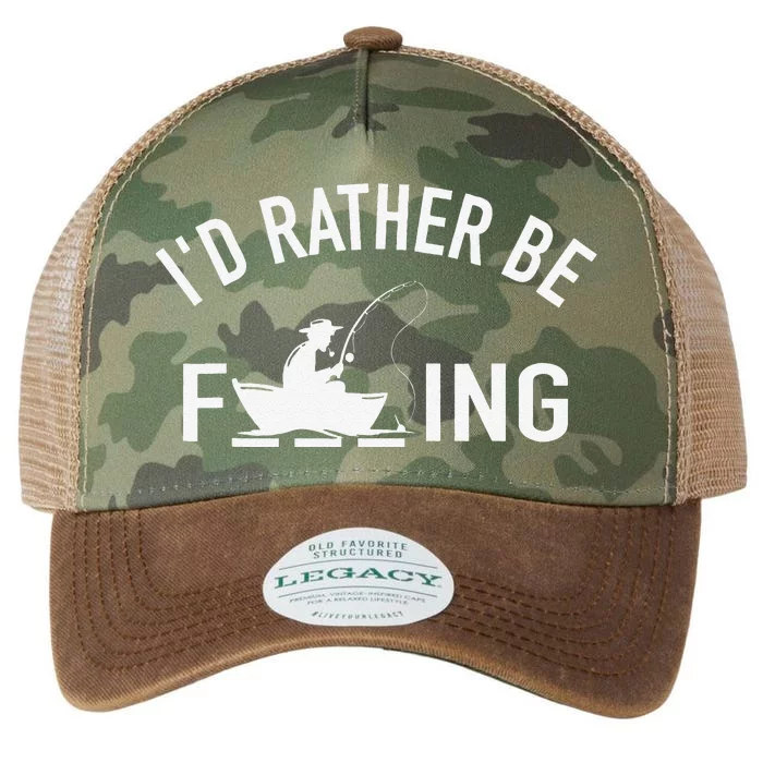 Angler Fishing Boat Fish Fisherman Id Rather Be Fishing Legacy Tie Dye Trucker Hat