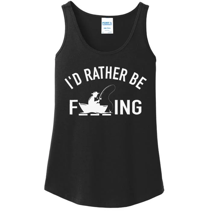 Angler Fishing Boat Fish Fisherman Id Rather Be Fishing Ladies Essential Tank