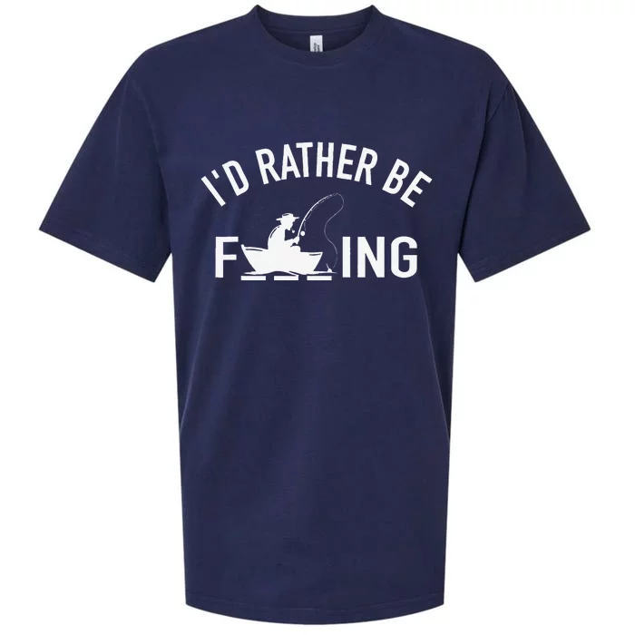 Angler Fishing Boat Fish Fisherman Id Rather Be Fishing Sueded Cloud Jersey T-Shirt