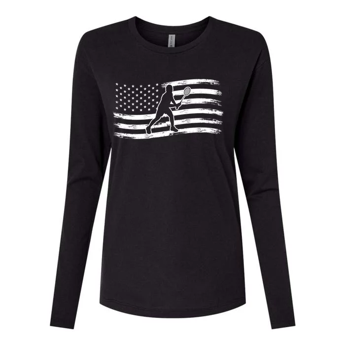 American Flag Badminton Gift Womens Cotton Relaxed Long Sleeve T-Shirt