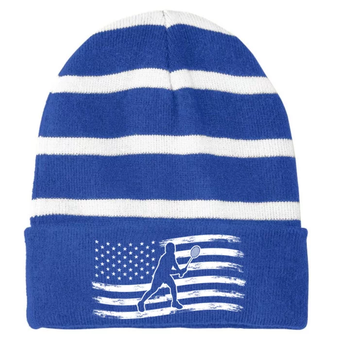 American Flag Badminton Gift Striped Beanie with Solid Band