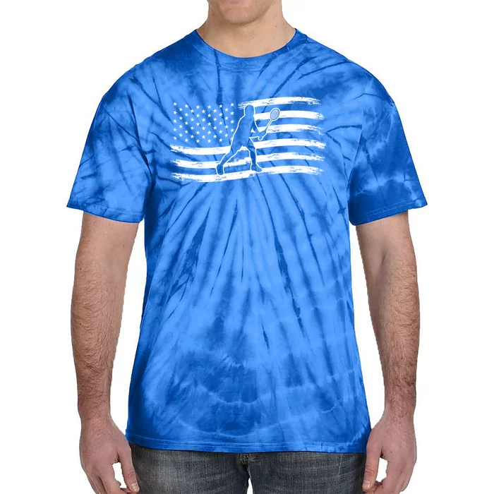 American Flag Badminton Gift Tie-Dye T-Shirt