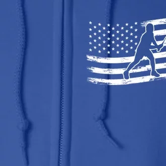 American Flag Badminton Gift Full Zip Hoodie