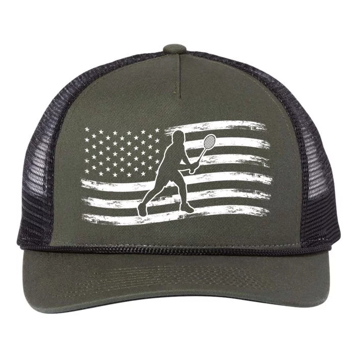 American Flag Badminton Gift Retro Rope Trucker Hat Cap