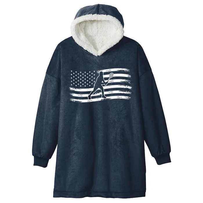 American Flag Badminton Gift Hooded Wearable Blanket