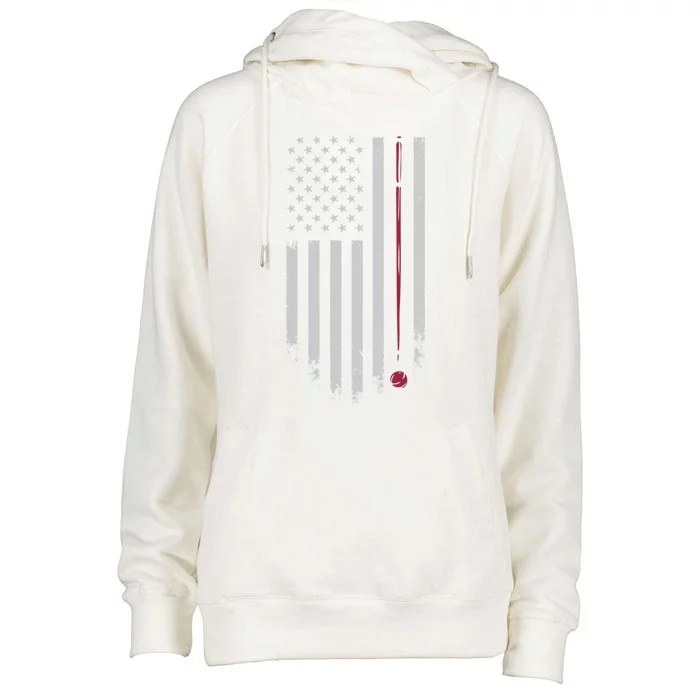 American Flag Billiard Pool Player Vintage Gift Womens Funnel Neck Pullover Hood