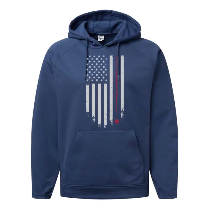 American Flag Billiard Pool Player Vintage Gift Performance Fleece Hoodie