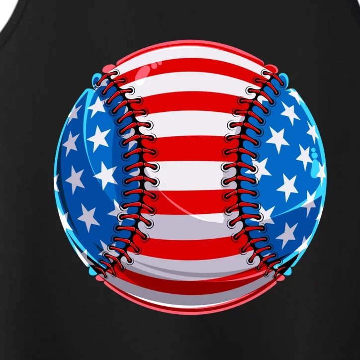 American Flag Baseball Gift 4th Of July Usa Flag Baseball Gift Performance Tank