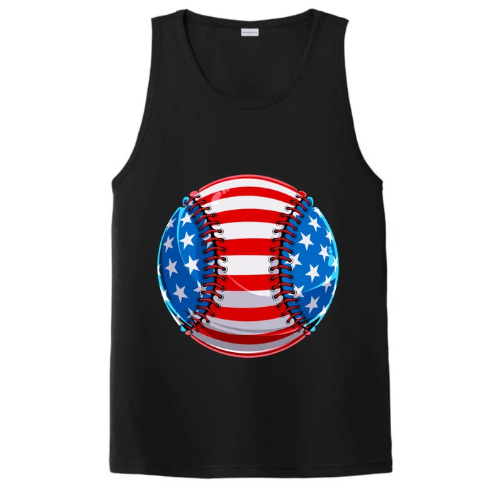 American Flag Baseball Gift 4th Of July Usa Flag Baseball Gift Performance Tank