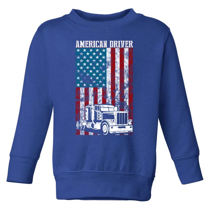 American Flag Big Rig Semifunny Gifttrailer Truck Driver Gift Great Gift Toddler Sweatshirt