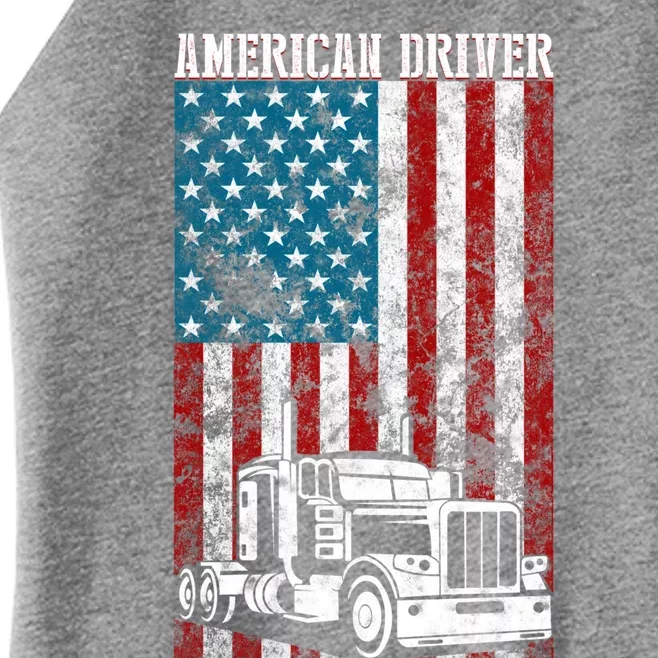 American Flag Big Rig Semifunny Gifttrailer Truck Driver Gift Great Gift Women’s Perfect Tri Rocker Tank