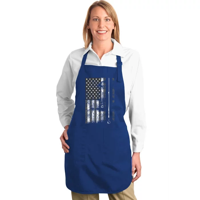 American Flag Billiard Stick Cute Table Game Funny Usa Gift Cool Gift Full-Length Apron With Pocket