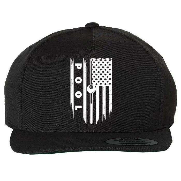 American Flag Billiards Pool Player Billiard Gift Wool Snapback Cap