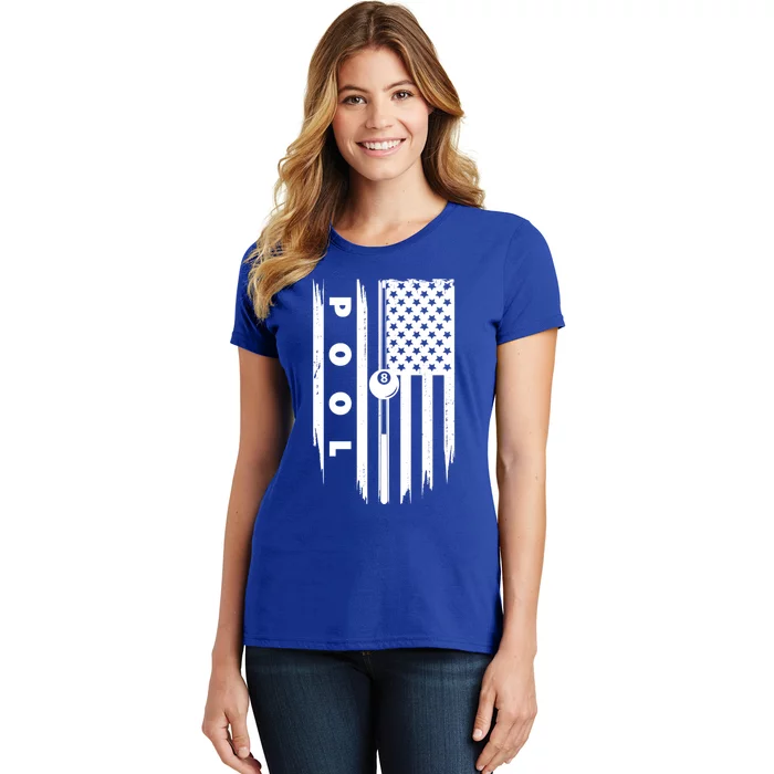 American Flag Billiards Pool Player Billiard Gift Women's T-Shirt