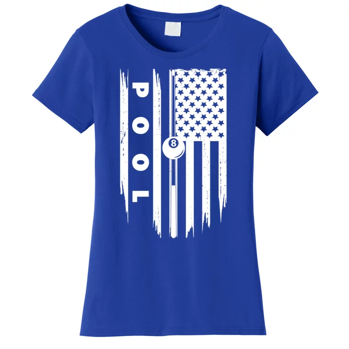 American Flag Billiards Pool Player Billiard Gift Women's T-Shirt